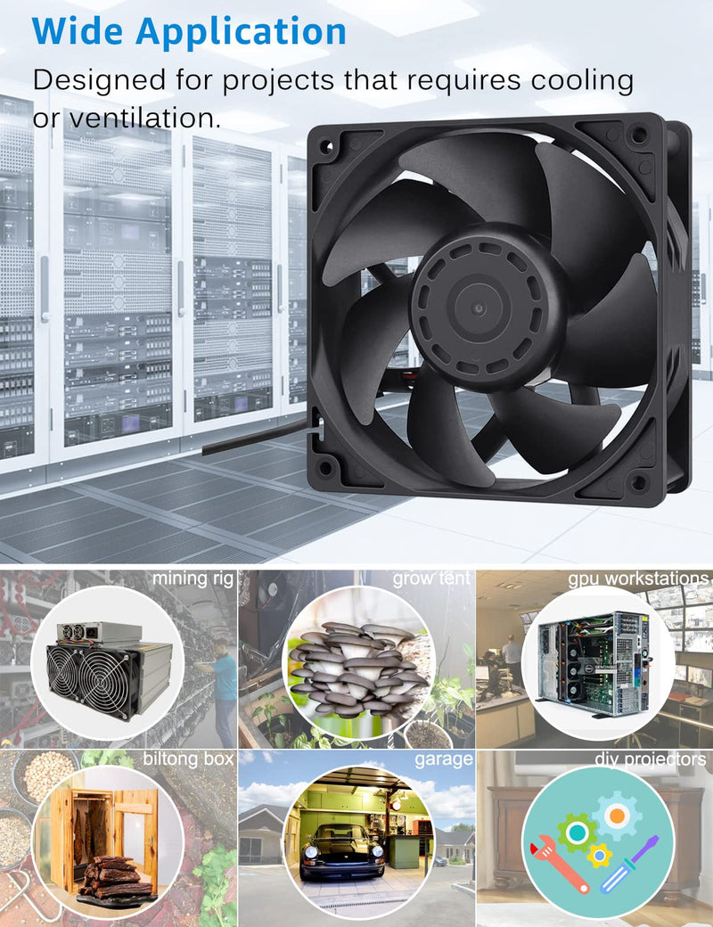  [AUSTRALIA] - GDSTIME 120mm High Airflow 12V Fan w/Variable Speed Controller 110V 120V 220V AC Powered for DIY Cooling Mining Rig Case Server Cabinet Grow Tent GPU Workstations Ventilation