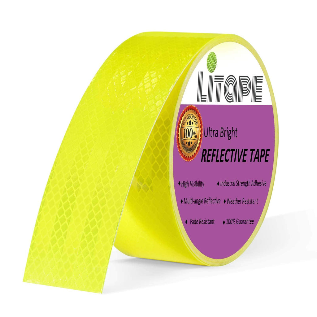 [AUSTRALIA] - (2" X 30FT) LITAPE High Adhesive Fluorescent Yellow/Green Retro Reflective Tape, High Visibility Hazard Caution Warning Safety Conspicuity Tape, Waterproof Reflector Tape/Sticker 2" X 30'