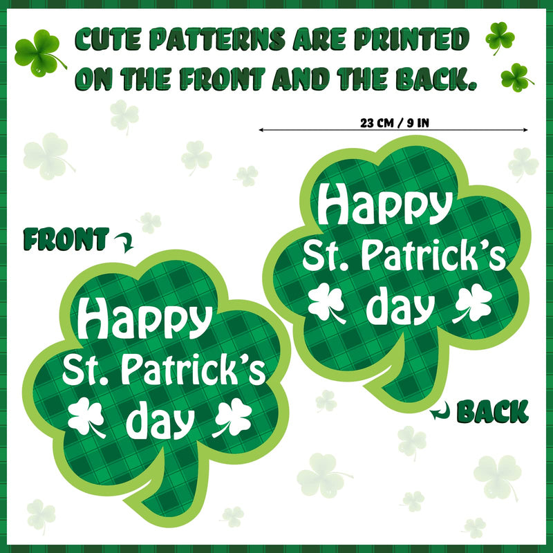  [AUSTRALIA] - 12 Pcs St. Patrick's Day Cut Outs Irish Shamrock Clover Cut Outs Double Sided Printed St Patricks Day Classroom Decorations Cartoon Birds Shoes Lucky Green Rainbow Beer Paper Cut Outs for Home Board