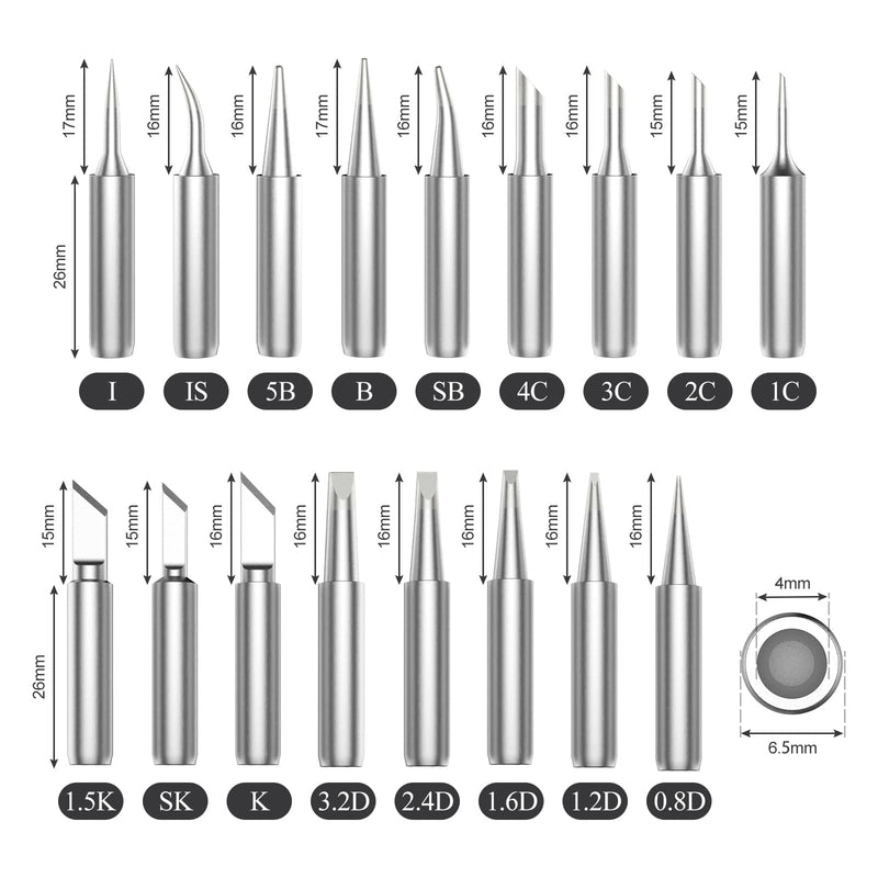  [AUSTRALIA] - CPROSP 17-piece soldering tips 900m-tb copper, soldering iron attachments/tips inner diameter 4mm, soldering iron tips for soldering station, soldering base with good thermal conductivity to the tip 200～480℃