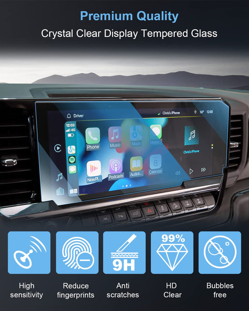  [AUSTRALIA] - WEIPIN 【Smooth as Silk】 13.4" Car Screen Protector for 2022-2024 Silverado&Sierra 1500 and 2024 Chevy Chevrolet Silverado&GMC Sierra 2500HD/3500HD Pickup Truck Accessories GPS Navigation Touchscreen 9H Hardness Tempered Glass - HD Clear