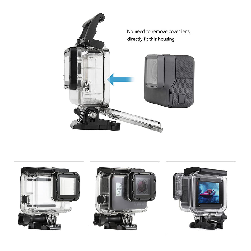  [AUSTRALIA] - SOONSUN Waterproof Housing Case with 4-Pack Lens Filters for GoPro Hero 7 6 5 Black Hero (2018), Dive Housing with Red, Light Red, Magenta, and 5x Close-up Filters for Underwater Video and Photography Waterproof Housing with 4-Pack filter