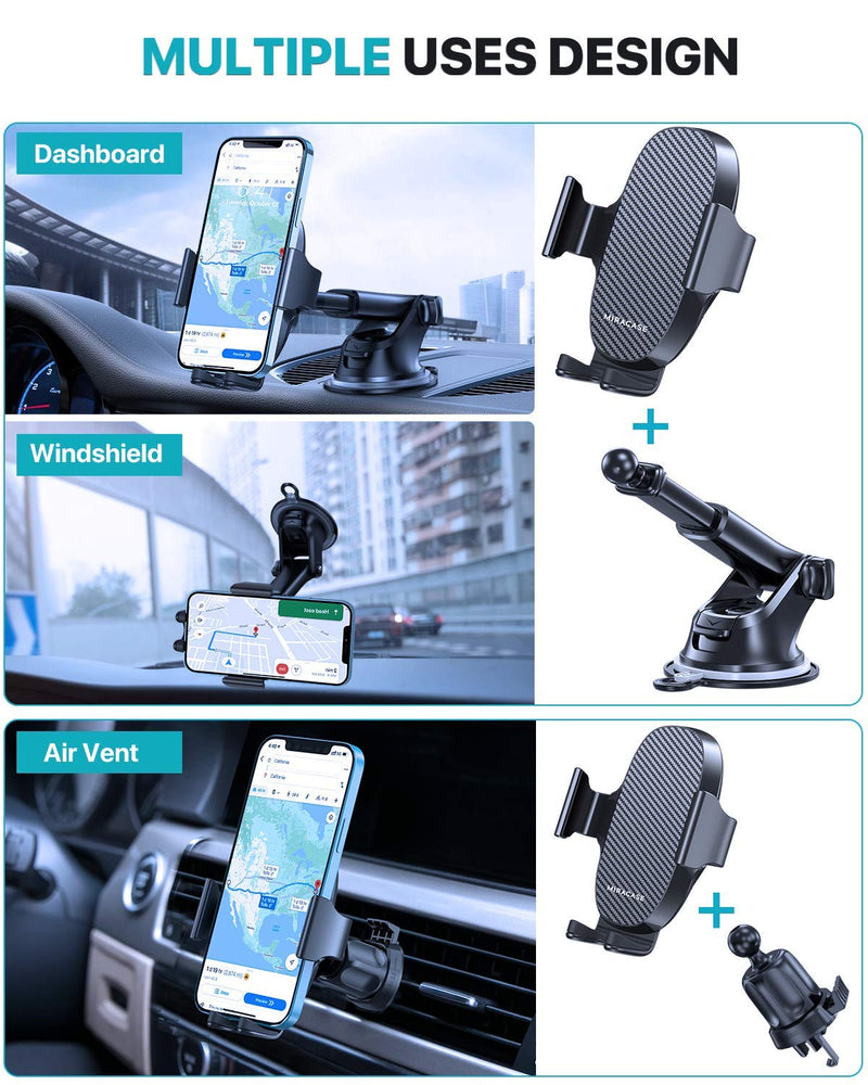  [AUSTRALIA] - Miracase Military-Grade Universal Cell Phone Holder for Car,[Ultra-Stable& Strong Suction] Hands Free Dashboard Windshield Air Vent Car Phone Holder Mount Fit for All Mobile Phones