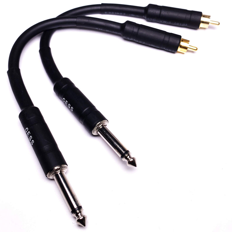 CESS-112-1f RCA to 1/4 TS Audio Patch Cable12 Gauge, 2 Cables (1 Foot) 1 Foot - LeoForward Australia