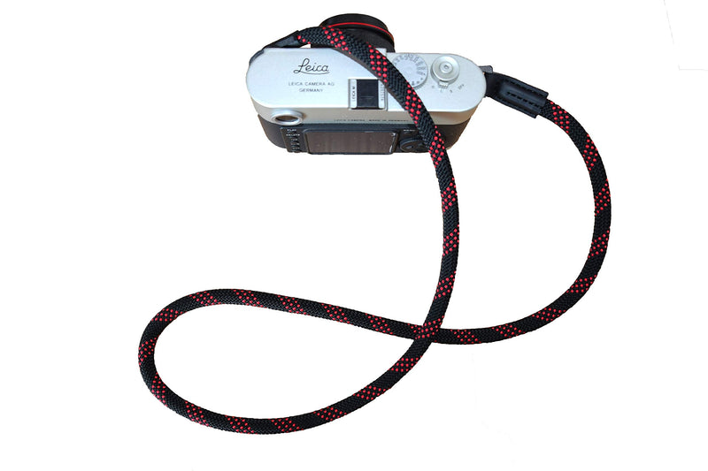  [AUSTRALIA] - Eorefo Camera Strap Vintage 100cm Nylon Climbing Rope Camera Neck Shoulder Strap for Micro Single and DSLR Camera (Black/Red) Black/Red