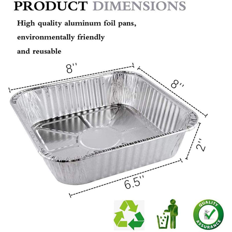  [AUSTRALIA] - Aluminum Pans Disposable, 8x8 [50 Pack] Aluminum Foil Meal Prep Cookware Square Pans, Perfect for Cooking, Heating, Storing, Prepping Food