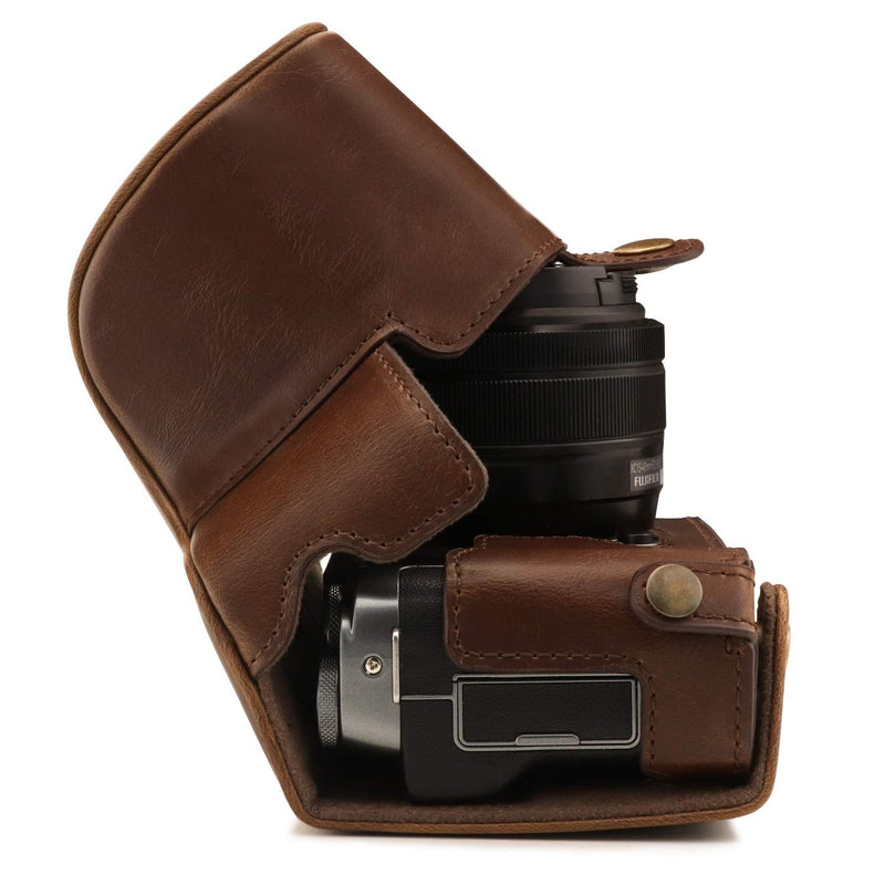  [AUSTRALIA] - MegaGear Ever Ready Leather Camera Case Compatible with Fujifilm X-A7 Dark Brown