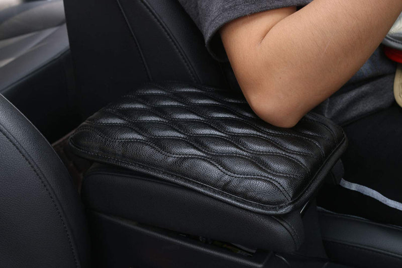  [AUSTRALIA] - Dotesy Auto Center Console Cover Armrest Pads, PU Leather Universal Car Center Console Box Arm Rest Pads Cushion Protector (Black) Black