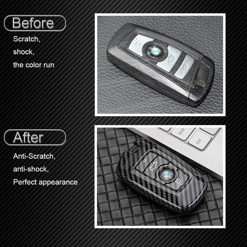  [AUSTRALIA] - DOHON Key Fob Remote Cover for BMW, Carbon Fiber Key Protective Case for BMW X3 X4 GT3 GT5 1 2 3 4 5 Series, 1pc, Gloosy Black