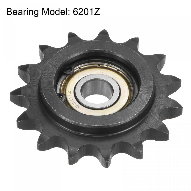  [AUSTRALIA] - uxcell #40 Chain Idler Sprocket, 12mm Bore 1/2" Pitch 15 Tooth Tensioner, Black Oxide Finished C45 Carbon Steel with Insert Single Bearing for ISO 08A Chains 66mm