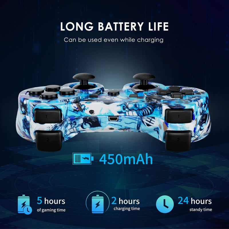  [AUSTRALIA] - Boowen Wireless Controller for PS3, Controller for Sony PlayStation 3, 6-Axis High-Performance Motion Sense Dual Vibration Upgraded Gaming Controller, Compatible with PlayStation 3 Blue