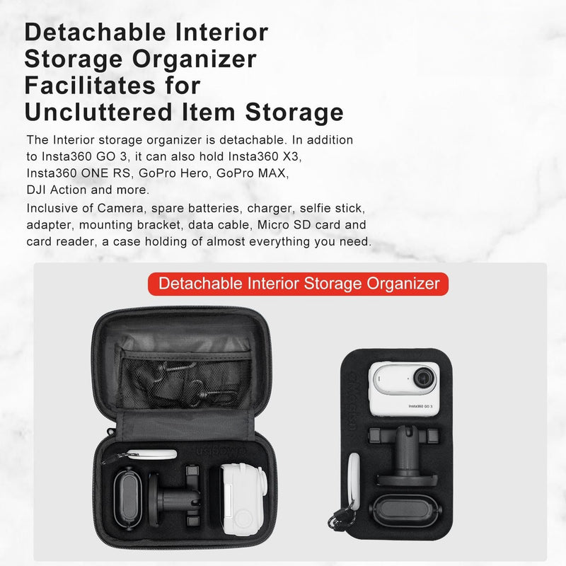  [AUSTRALIA] - Ferbao Hard Carrying Case Compatible with Insta360 GO3，Protable Storage Bag Protection Case with Shoulder Strap Wrist Rope for Insta360 GO3 Accessories (Deep Space Grey) Deep Space Grey