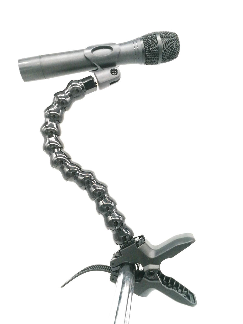  [AUSTRALIA] - Table Mic Clamp Grip with 5/8"-27 Thread Gooseneck Extension Mount Holder for Microphones - Work for any Music Stand, Microphone Stand and Tripods