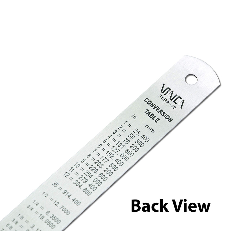  [AUSTRALIA] - VINCA SSRA-12 Stainless Steel Office Drawing Ruler 0-12 Inch 0-30cm with Conversion Table Measuring Tool 12 inch (Single Pack)