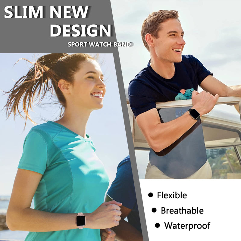  [AUSTRALIA] - OHOTLOVE Silicone Slim Bands Compatible with Apple Watch Band 38mm 40mm 41mm 42mm 44mm 45mm 49mm, Slim Thin Narrow Sport Strap Breathable Wristbands for iWatch Ultra Series SE 8 7 6 5 4 3 2 Women Men Starlight 38mm/40mm/41mm
