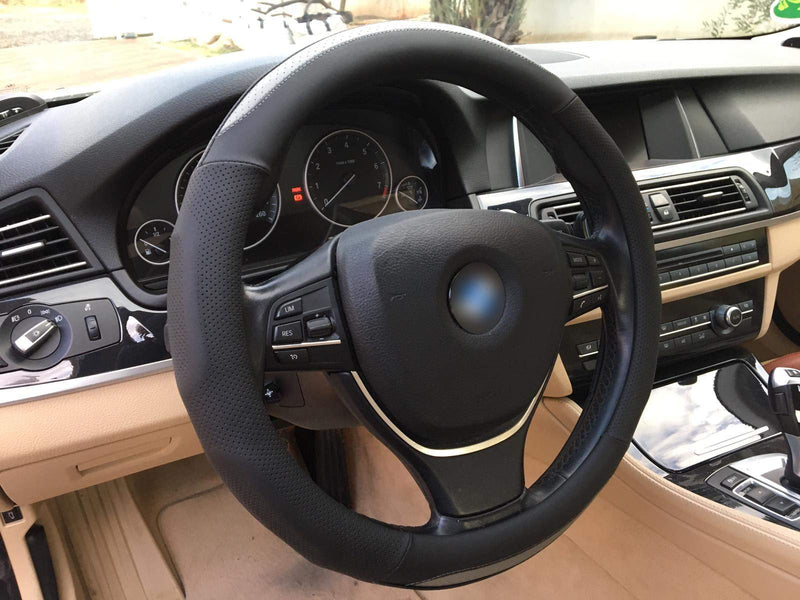 ANDALUS Car Steering Wheel Cover, Microfiber Leather, Universal 15 inch (Black & Beige) Black, Beige - LeoForward Australia