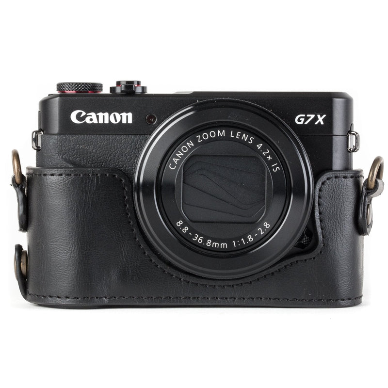  [AUSTRALIA] - MegaGear Canon PowerShot G7 X Mark Ii Pu Leather Camera Case, Black (MG951)