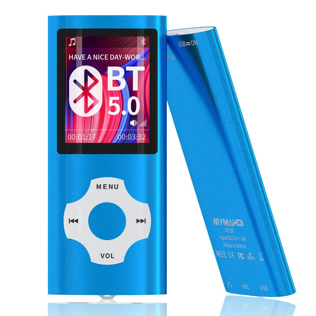  [AUSTRALIA] - MYMAHDI Bluetooth 5.0 MP3 / MP4 Player with 32GB Memory Card, 1.8'' LCD Screen, Support Up to 128GB/Video/Voice Record/FM Radio/E-Book Reader/Photo Viewer Dark Blue Bluetooth-32GB-Darkblue