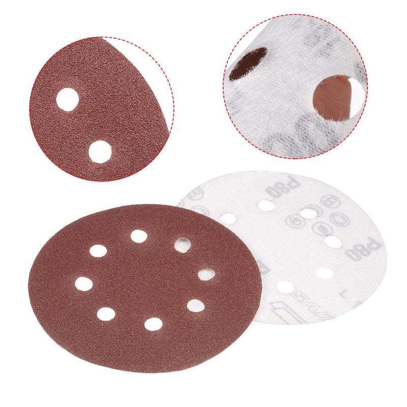  [AUSTRALIA] - uxcell 10Pcs 5 Inch 8 Hole Hook and Loop Sanding Disc 80 Grit Flocking Sandpaper Random Orbital Sander Paper