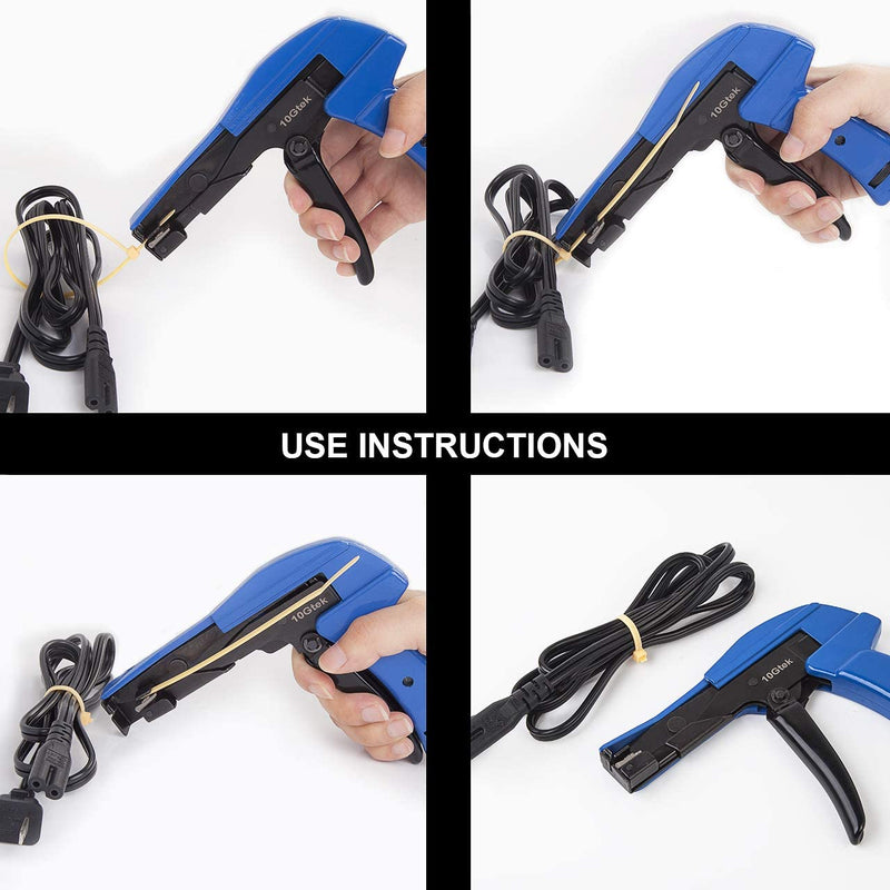  [AUSTRALIA] - Cable Tie Gun - Fastening and Cutting Tool with Steel Handle Special for Nylon Cable Tie Fasten and Cut Cables in Blue Cable Tie Gun