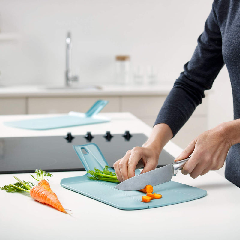  [AUSTRALIA] - Joseph Joseph Chop2Pot Foldable Plastic Cutting Board 15 x 8.75 Non-Slip Feet 4-inch Handle Dishwasher Safe, Small, Dove Gray