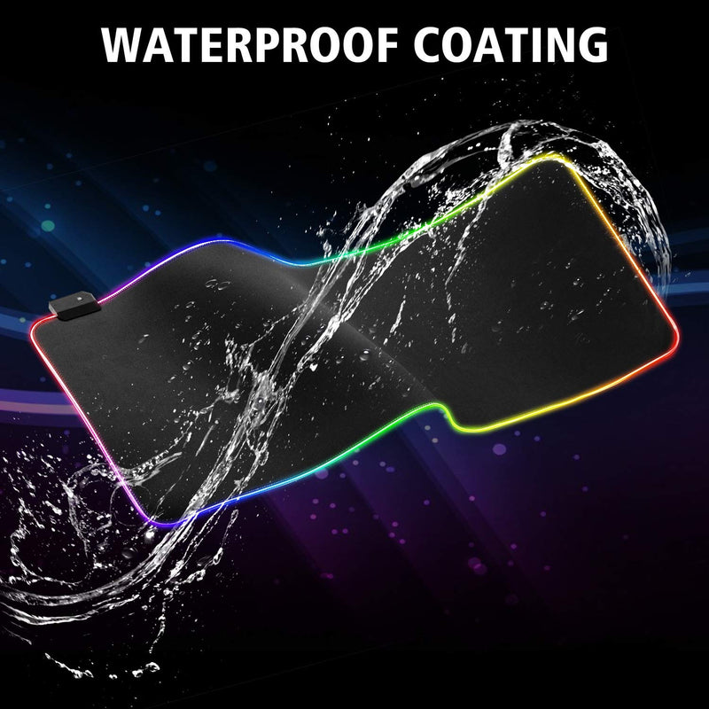 RGB Gaming Mouse Pad, Ultra Bright LED Light&Soft Large Extended Mousepad with 12 Lighting Rainbow Modes, Water Resistance, Non-Slip Rubber Base Keyboard Pad Mat, 31.5 X12 inch (Plain Black) Plain Black - LeoForward Australia