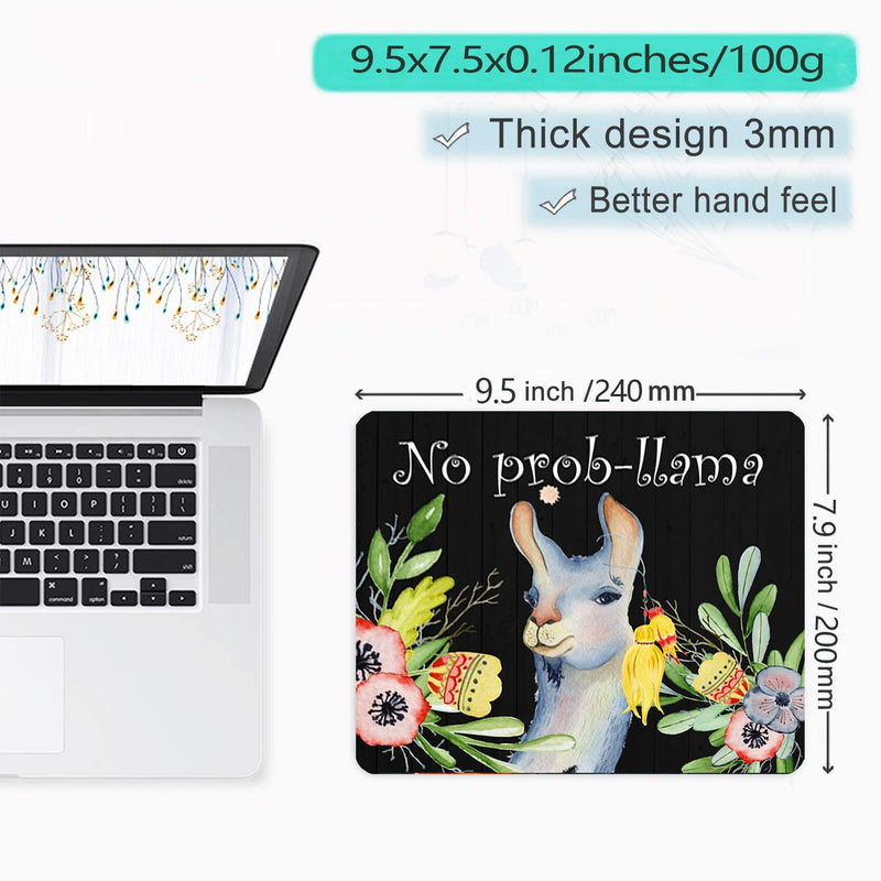  [AUSTRALIA] - No Prob-Llama Funny Mouse Pad Mat Cute Floral Quote Lama Mousepad Desk Accessories for Women Teacher Great Gift Idea Alpaca-K