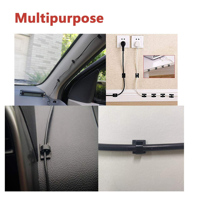  [AUSTRALIA] - Yocice Cable Clips 60pcs with Strong Adhesive Tapes,Wire Holder Organizer Cord Management for Car, Office and Home (Black- CC05(60PCS)) Black- CC05(60PCS)