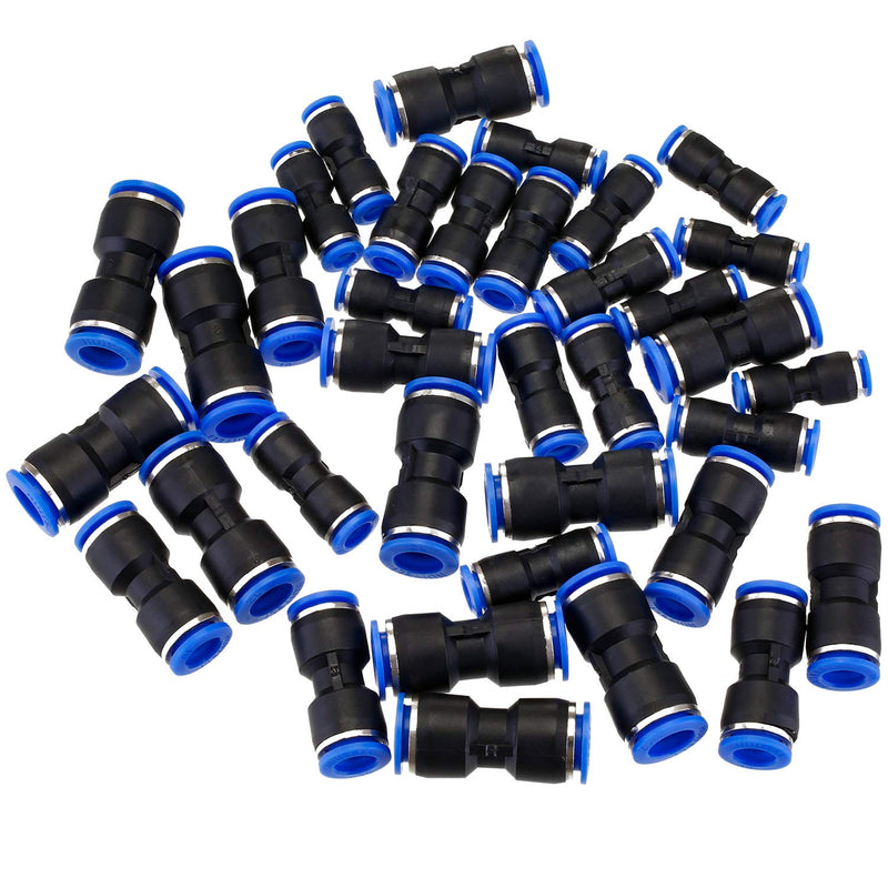  [AUSTRALIA] - 40 Pieces Straight Push Connectors, 6/8 /10/12 mm Quick Release Pneumatic Connectors Air Line Fittings for 1/4 5/16 3/8 1/2 Tube (2 Way)