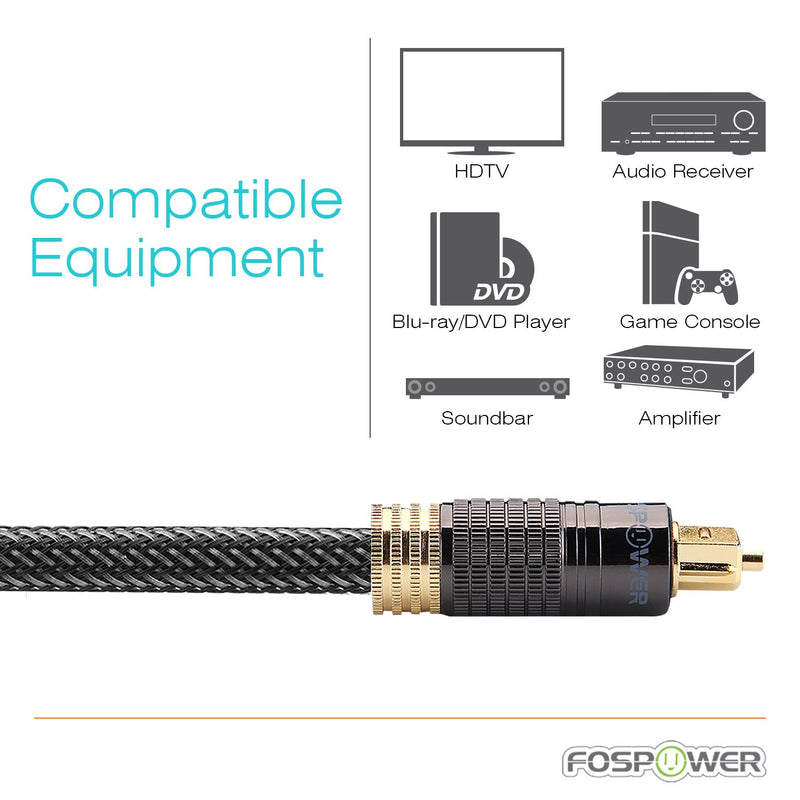 FosPower (3 Feet) 24K Gold Plated Toslink Digital Optical Audio Cable (S/PDIF) - [Zero RFI & EMI Interference] Metal Connectors & Ultra Durable Nylon Braided Jacket 03 FT / 91 CM - LeoForward Australia