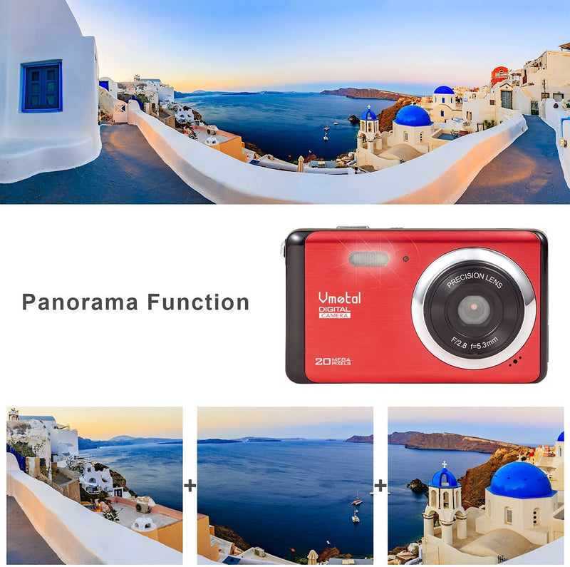  [AUSTRALIA] - Digital Camera 1080P FHD Mini Video Camera 20MP 2.8 inch LCD HD Rechargeable Vlogging Camera Students Compact Camera Kids Childrens Teens Beginners Point and Shoot Cameras-Holiday Birthday Gift Red