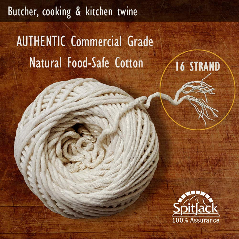  [AUSTRALIA] - SpitJack Butcher's Cooking and Kitchen Twine. All Cotton White String for Meat Trussing, Garden and Crafts.16 Strand String for Butcher, Baker, and Cheese Making. 185 Feet. Stainless Kitchen Scissors.