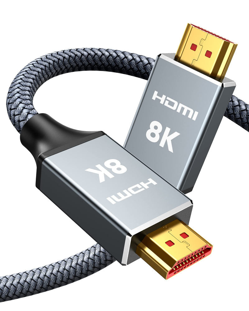  [AUSTRALIA] - Capshi 8K HDMI Cables 6.6/2M ft, High Speed 48Gbps HDMI Cable 2.1, 8K@60HZ, 4K@120HZ, 2K@240HZ HDCP 2.2&2.3, HDR, Ethernet- 28AWG Braided HDMI Cord- eARC Compatible UHD TV, Blu-ray, PS4, PS3, PC 6.6 feet Grey