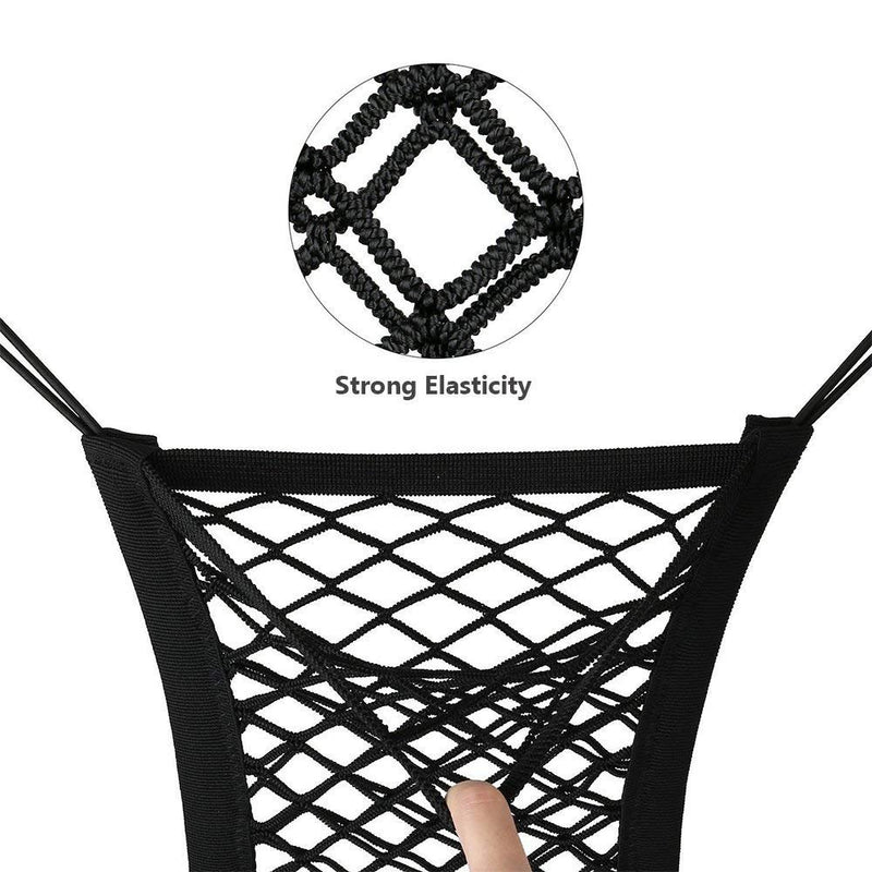  [AUSTRALIA] - MagiqueW Car Seat Storage Mesh/Organizer - 3 Lays Back Seat Elastic Cargo String Net Pouch Holder for Bag Luggage Pets Kids Barrier Disturb Stopper