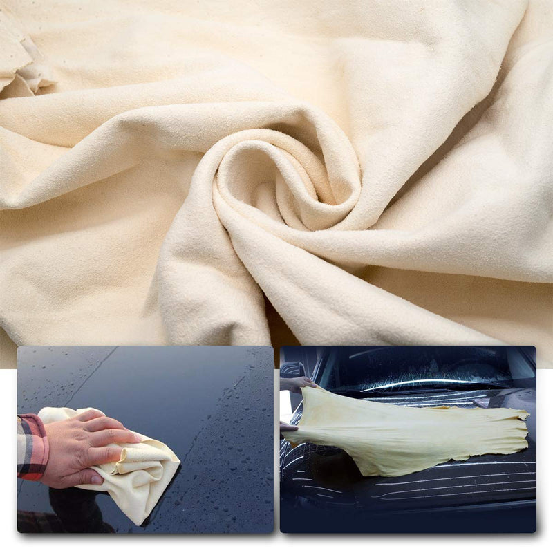  [AUSTRALIA] - Car Drying Chamois, Maso 23.6"x35.4" Large Natural Leather Car Cleaning Cloth Towel Washing Pack of 1 X1
