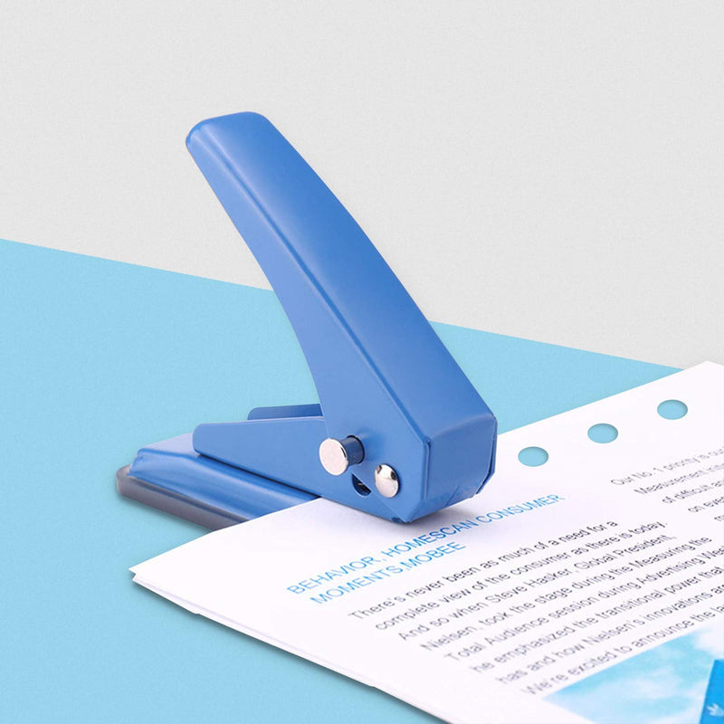  [AUSTRALIA] - Single Handheld 1/4 Inches Hole Puncher, 20 Sheet Punch Capacity Metal Hole Punch with Skid-Resistant Base for Paper, Chipboard, Art Project, Blue