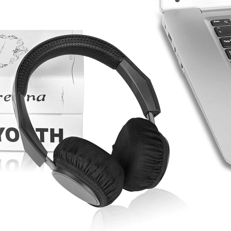  [AUSTRALIA] - Geekria 2 Pairs Flex Fabric Headphones Ear Covers, Washable & Stretchable Sanitary Earcup Protectors for On-Ear Headset Ear Pads, Sweat Cover for Warm & Comfort (S/Black) Black
