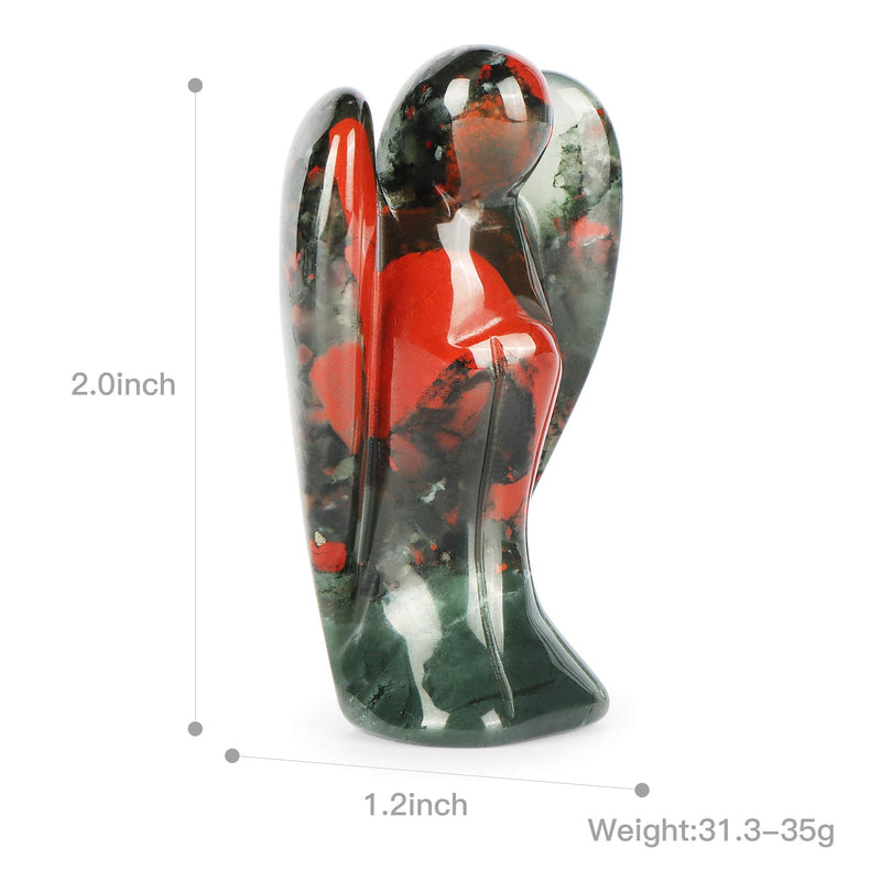  [AUSTRALIA] - Artistone 2.0" Angel Stones, Angel Healing Crystal Hand-Carved Gemstone Crystal Figurine Statue Guardian Pocket Angel with Gift Box (Africa Blood Stone) Africa Blood