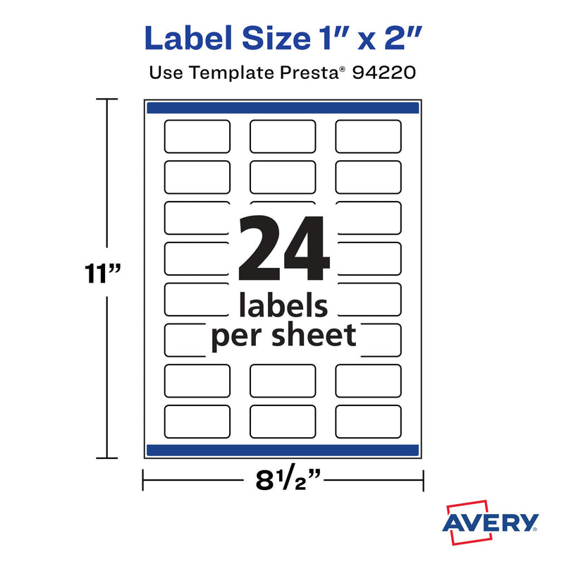 Avery Matte White Rectangle Labels with Sure Feed, 1" x 2", 600 Matte White Printable Labels 600 Labels - LeoForward Australia