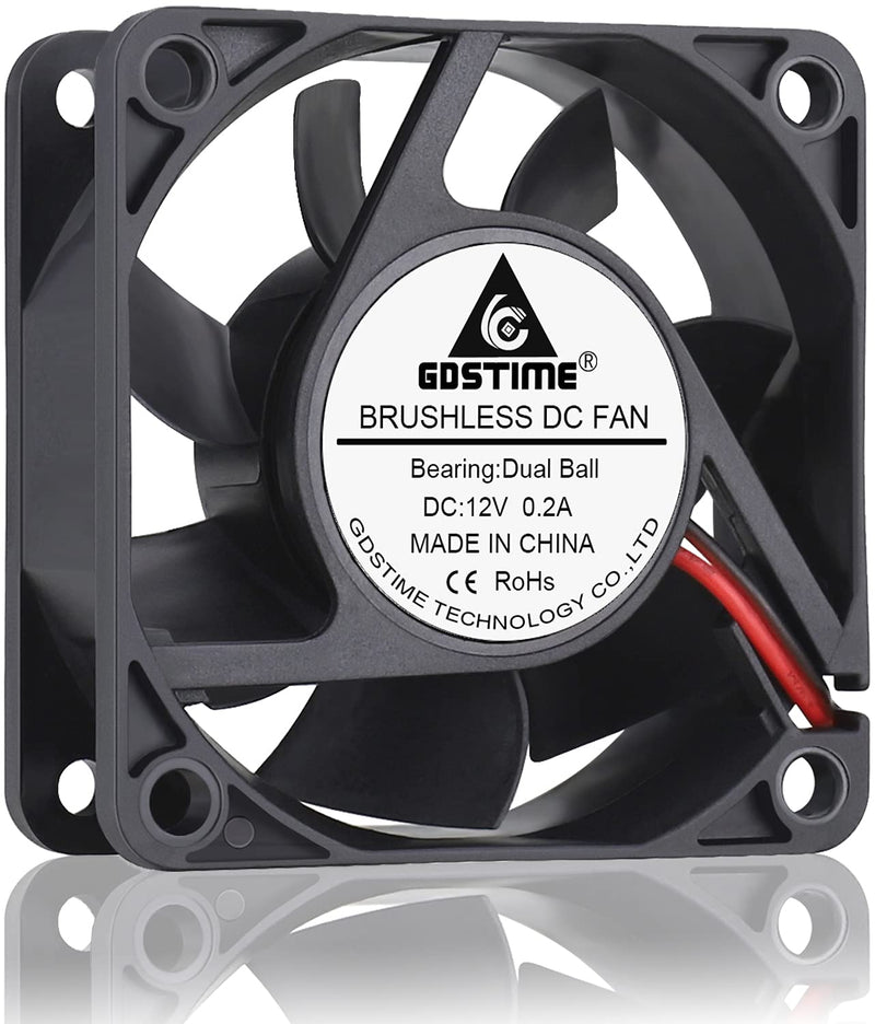  [AUSTRALIA] - GDSTIME 60mm Fan, 60mm x 60mm x 25mm Dual Ball Bearings 12V DC Brushless Cooling Fan