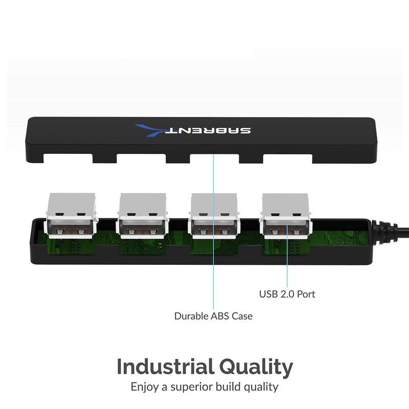 Sabrent 4 Port Portable USB 2.0 Hub (9.5" Cable) for Ultra Book, MacBook Air, Windows 8 Tablet PC (HB-MCRM) 4-Port - LeoForward Australia