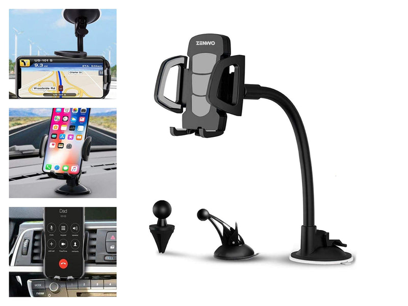  [AUSTRALIA] - ZENVVO Car Phone Holder, 3-in-1 Universal Phone Holder for Air Vent, Dashboard and Windshield Mount/Compatible with iPhones/Note/Galaxy/Google and More