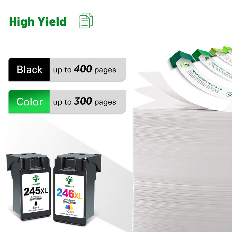  [AUSTRALIA] - GREENSKY Compatible Ink Cartridge Replacement for Canon PG-245XL CL-246XL PG-243XL CL-244XL Compatible with Pixma TR4520 MG2522 TS3320 TS3322 MG2525 TS202 TR4522 Printer (Black, Tri-Color, 2-Pack)
