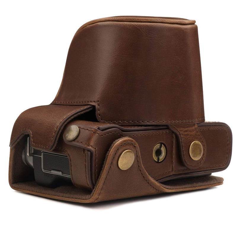  [AUSTRALIA] - MegaGear Ever Ready Leather Camera Case Compatible with Fujifilm X-A7 Dark Brown