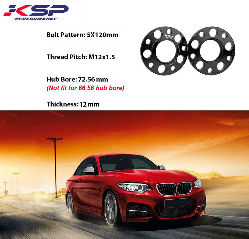  [AUSTRALIA] - KSP 5X120mm Wheel Spacers for BMW, 2PCS 12mm Hubcentric Forged Tuning Spacer for BMW E36 E46 E90 E92 E60 318i 323i 325i 328i 330i 335i 525i 545i Thread Pitch M12x1.5 Hub Bore 72.56mm 12mm wheel spacers for BMW
