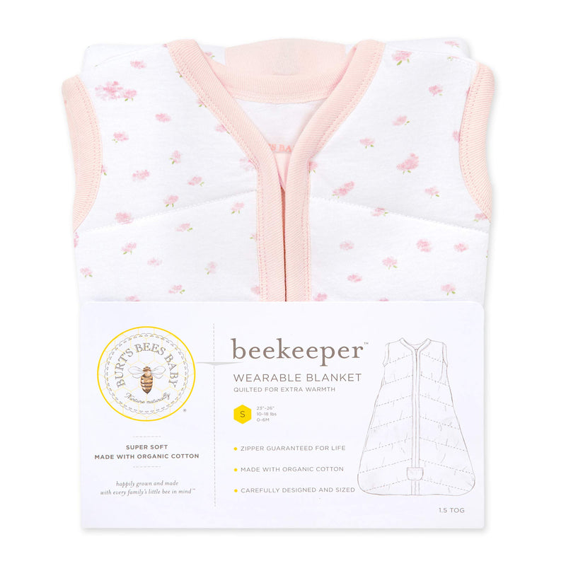  [AUSTRALIA] - Burt's Bees Baby Baby Beekeeper Wearable Blanket, 100% Organic Cotton, Swaddle Transition Sleeping Bag Small Butterfly Garden