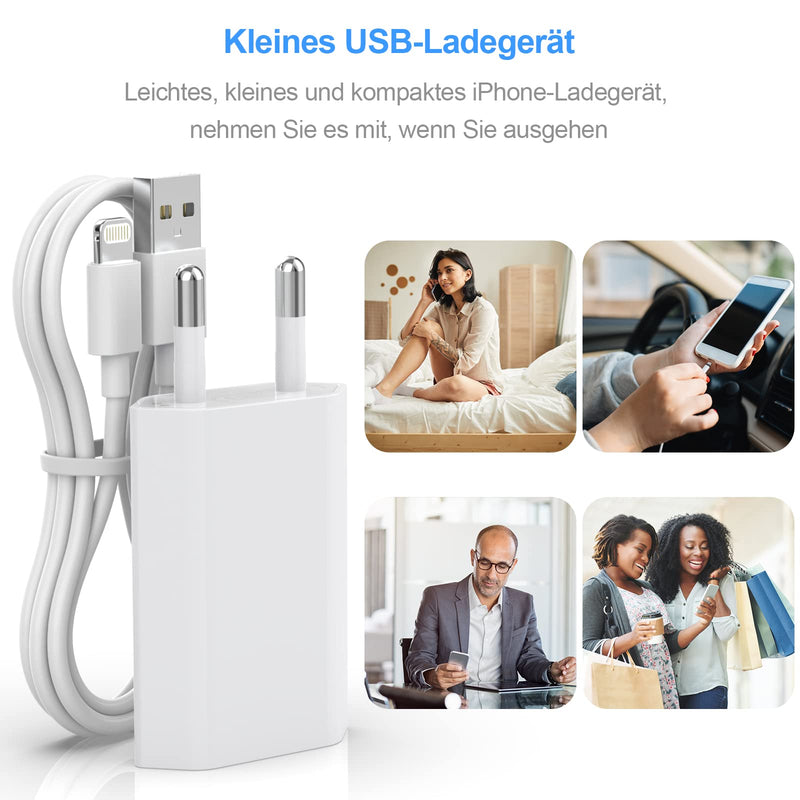  [AUSTRALIA] - [Apple MFi Certified] USB charger, pack of 2 iPhone charger and iPhone charging cable, ZNBTCY 2M Lightning cable with USB power supply, charging adapter fast charging for iPhone 14/13/12 pro/11/XS/XR/X/8 white