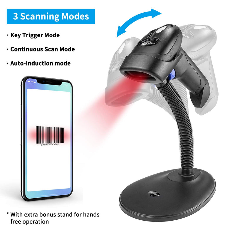  [AUSTRALIA] - NetumScan Bluetooth Barcode Scanner with Stand, 3-in-1 Handheld Automatic 1D Barcode Reader CCD Bar Code Scanner for Computer, Tablet, iPhone, iPad, Android Bluetooth 1D Scanner