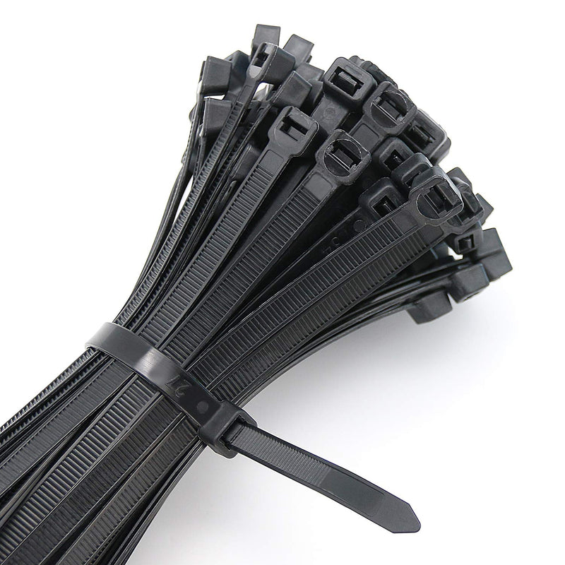  [AUSTRALIA] - Pack of 100 8 Inch Black Cable Zip Ties. Heavy Duty Wire Ties with 100 LB Tensile Strength. Made with Premium Quality Nylon, 0.3 Inch Width, Multi-Purpose for Indoor and Outdoor Use. UV Resistant.