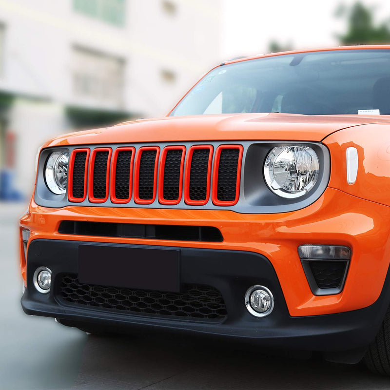JeCar Grille Inserts ABS Grill Cover Trim Kit Exterior Accessories for 2019 2020 Jeep Renegade BU, Red - LeoForward Australia
